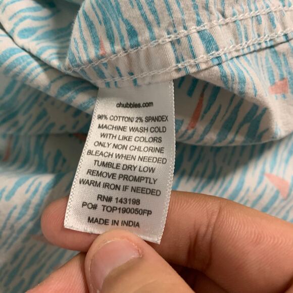 Chubbies L Mens Blue Waves Sailing Popover Short Sleeve Beach Hawaiian - Picture 8 of 8